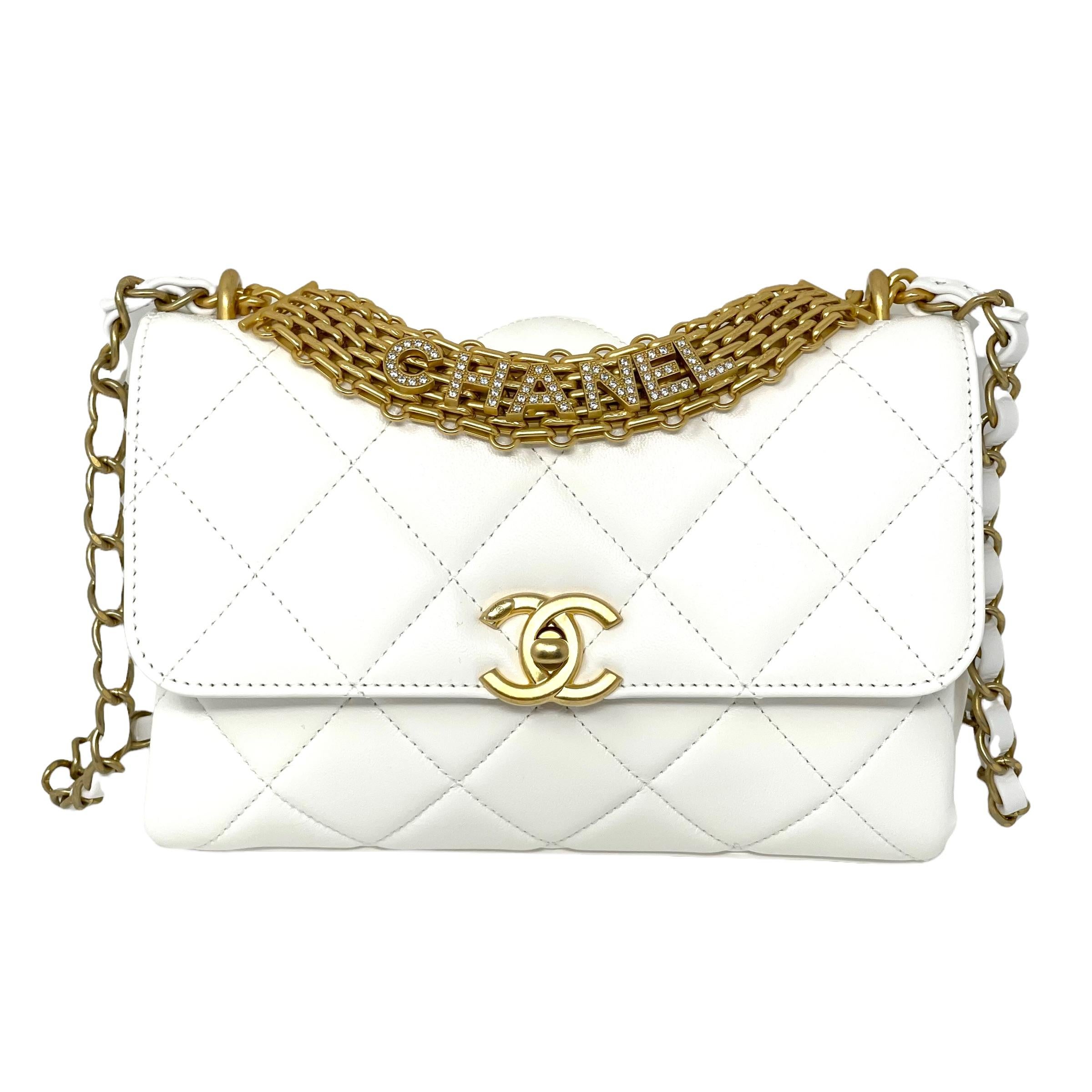 Women's NEW Chanel White Small Flap Bag Quilted Leather Crossbody Bag For Sale