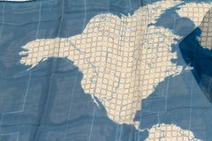 New Chanel World Map Blue Silk Scarf
