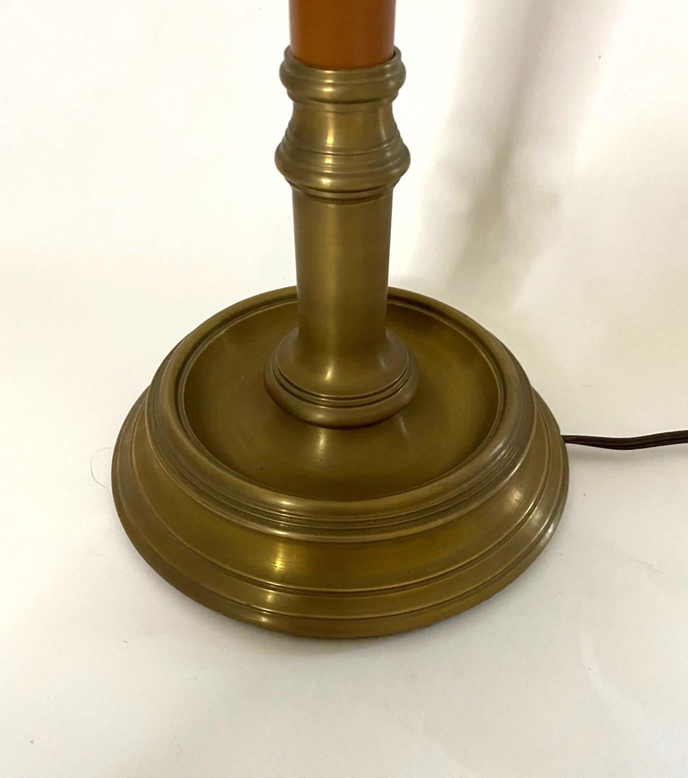 New Chapman Brass & Havana Leather Floor Lamp 5