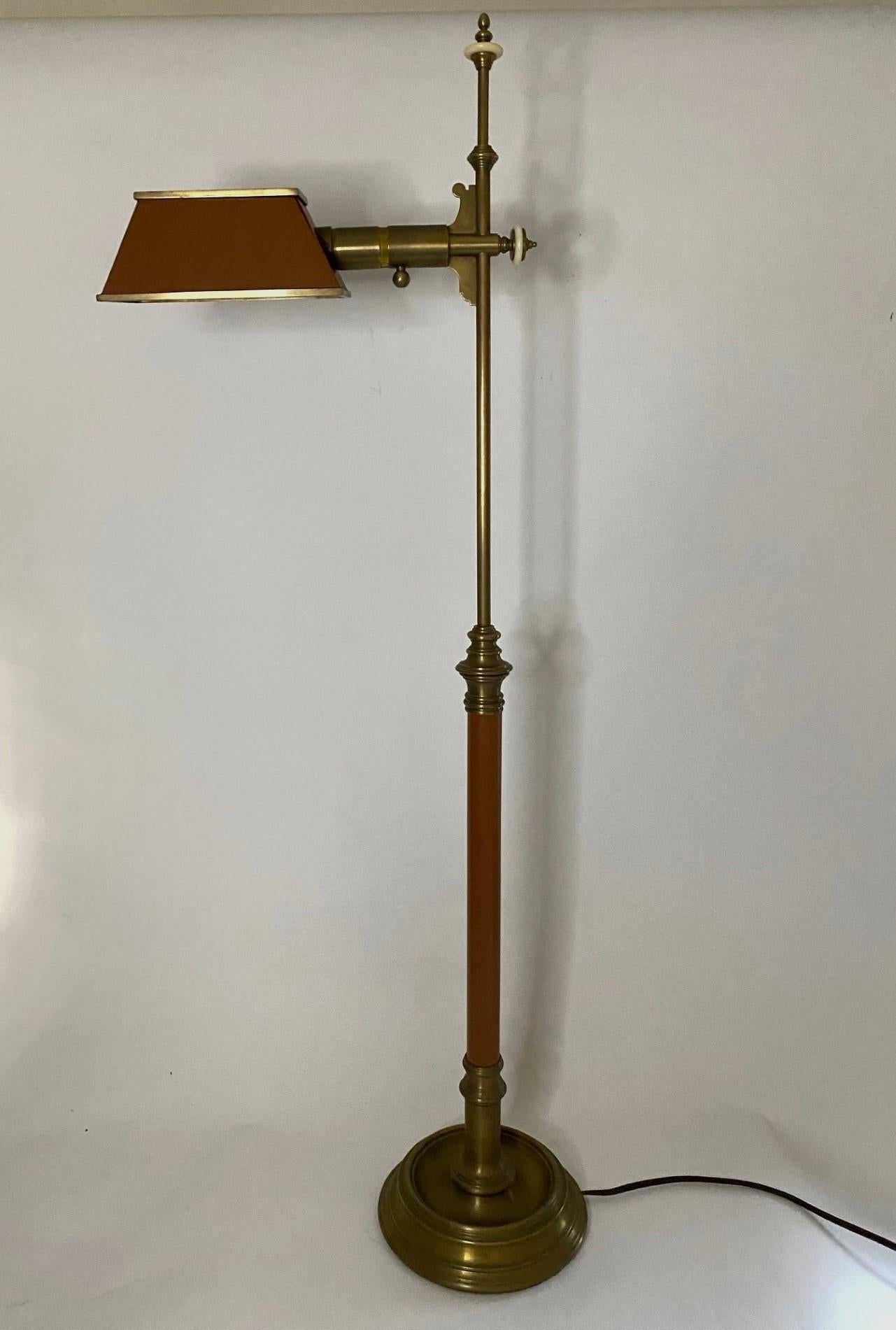 New Chapman Brass & Havana Leather Floor Lamp 6