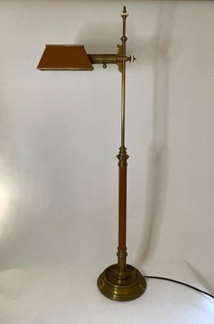 New Chapman Brass & Havana Leather Floor Lamp
