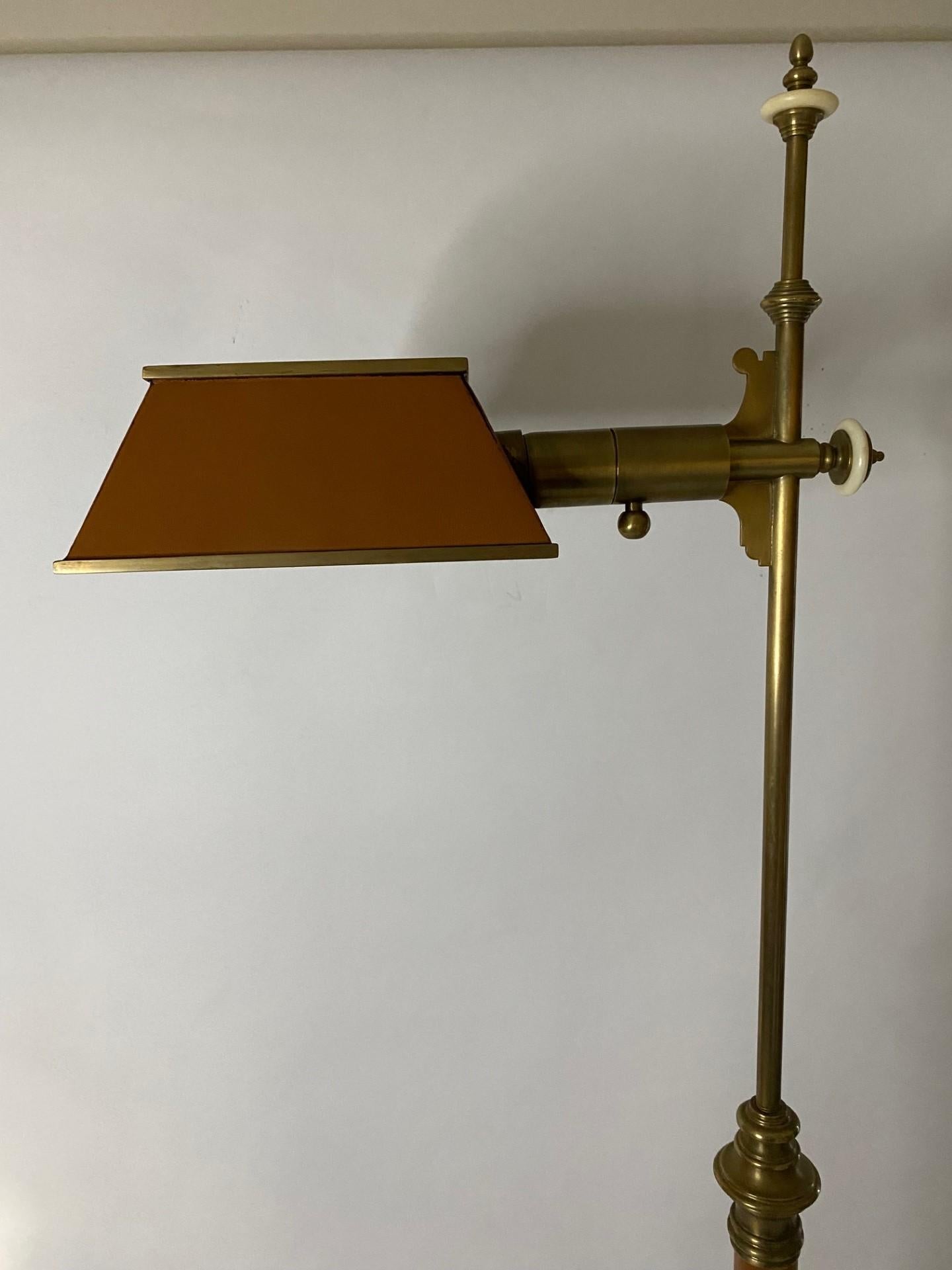 New Chapman Brass & Havana Leather Floor Lamp 1