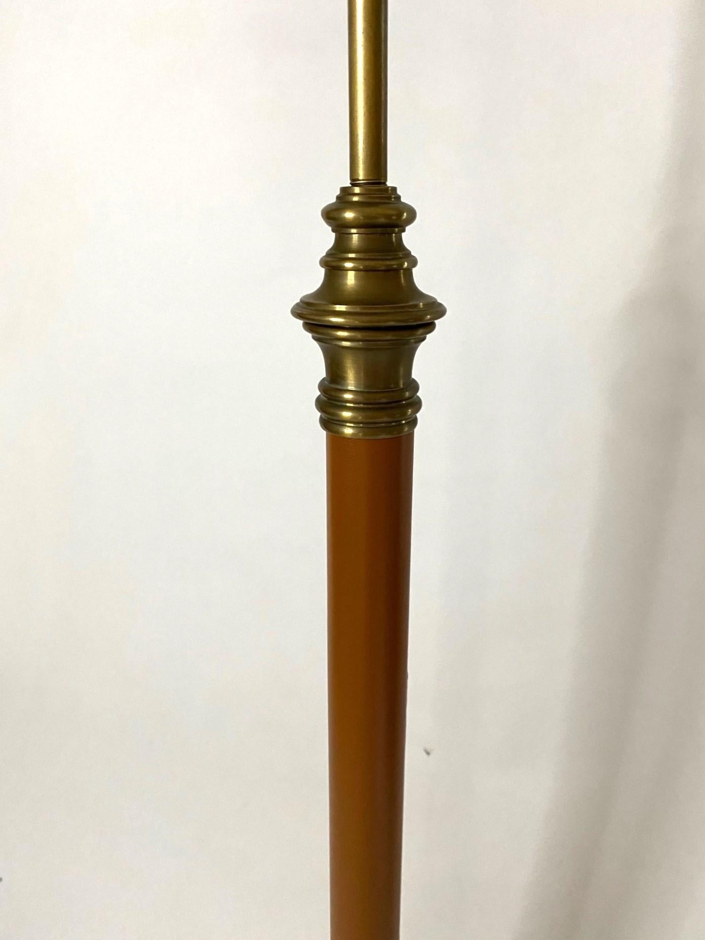 New Chapman Brass & Havana Leather Floor Lamp 3