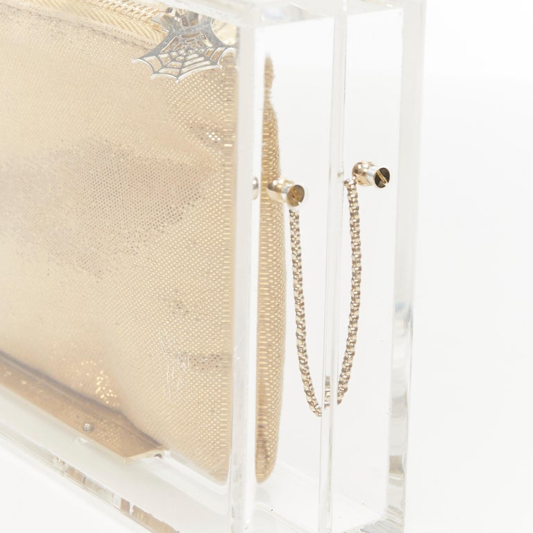 new CHARLOTTE OLYMPIA Pandora crystal spider clear perspex PVC box clutch