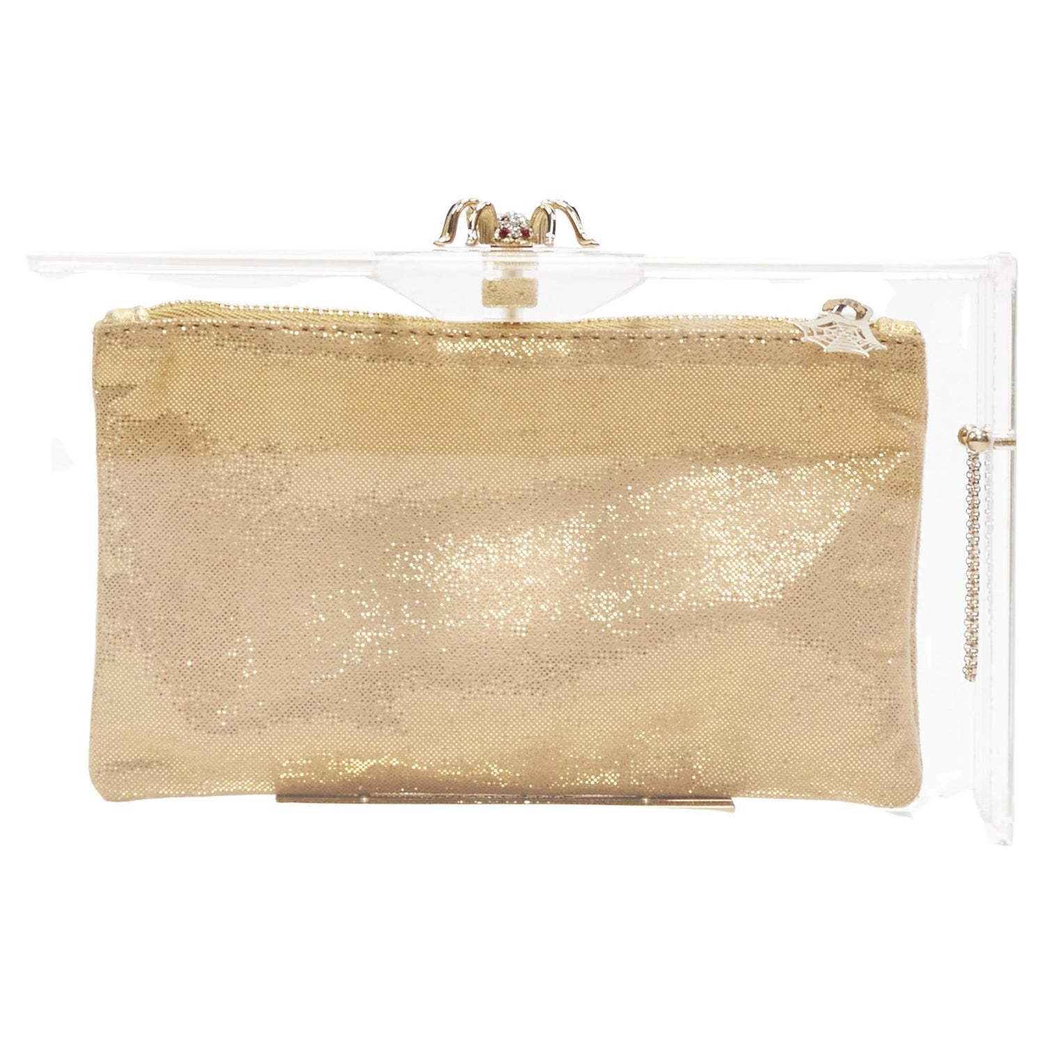 new CHARLOTTE OLYMPIA Pandora crystal spider clear perspex PVC box clutch  at 1stDibs
