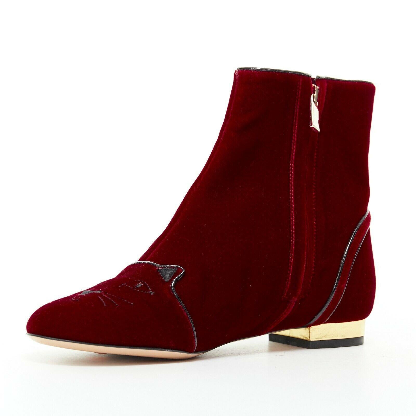 red velvet ankle boots