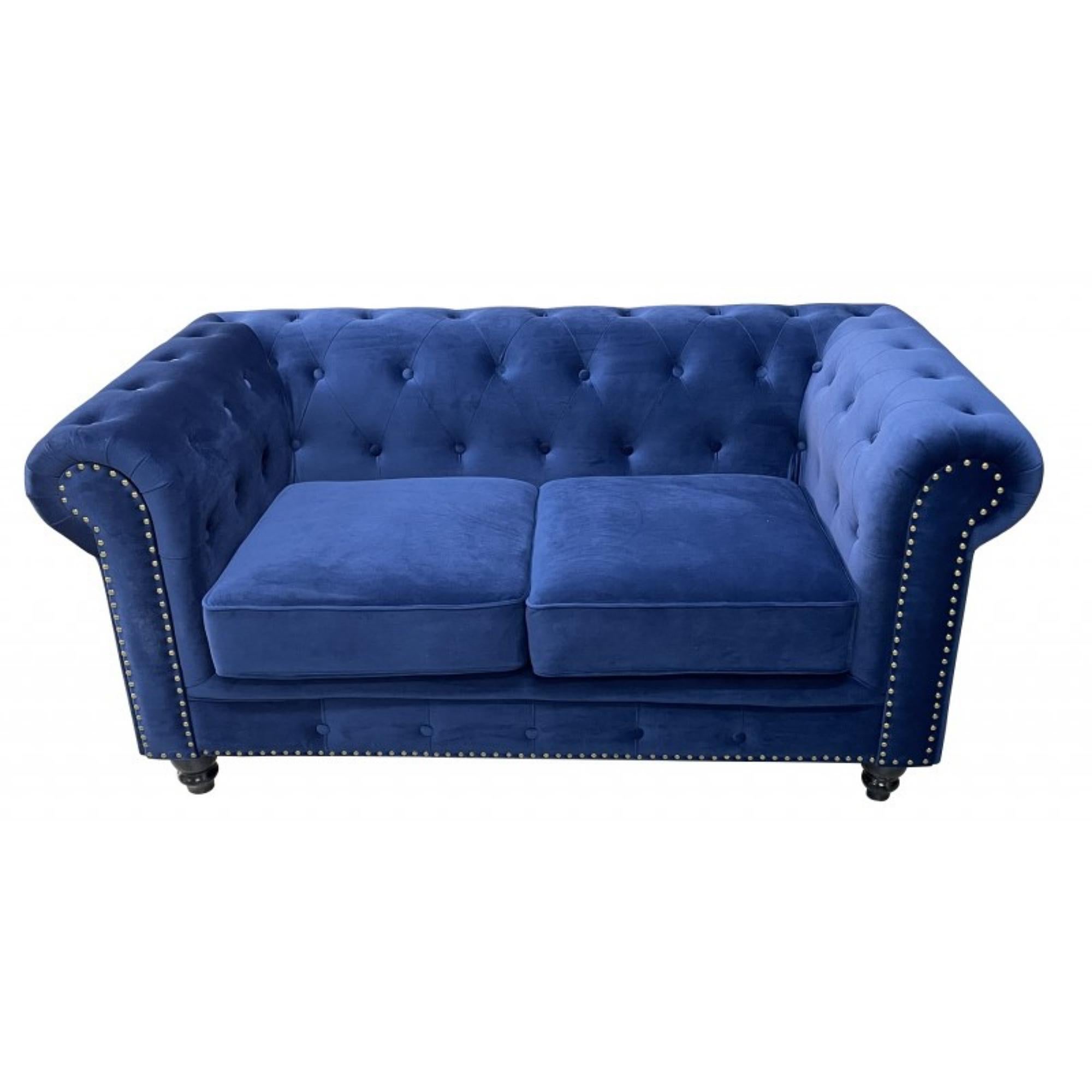 Moderne NOUVEAU canapé CHESTER PREMIUM 2 Seater, rembourrage en velours bleu marine en vente