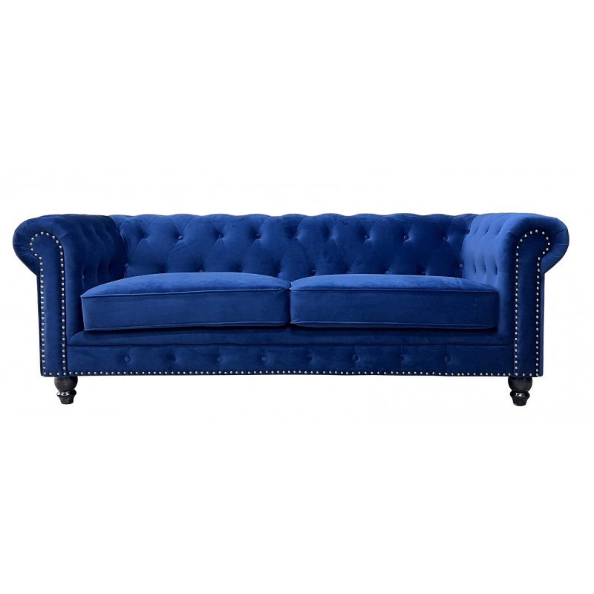 Moderne NOUVEAU canapé CHESTER PREMIUM 3 Seater en velours bleu marine en vente