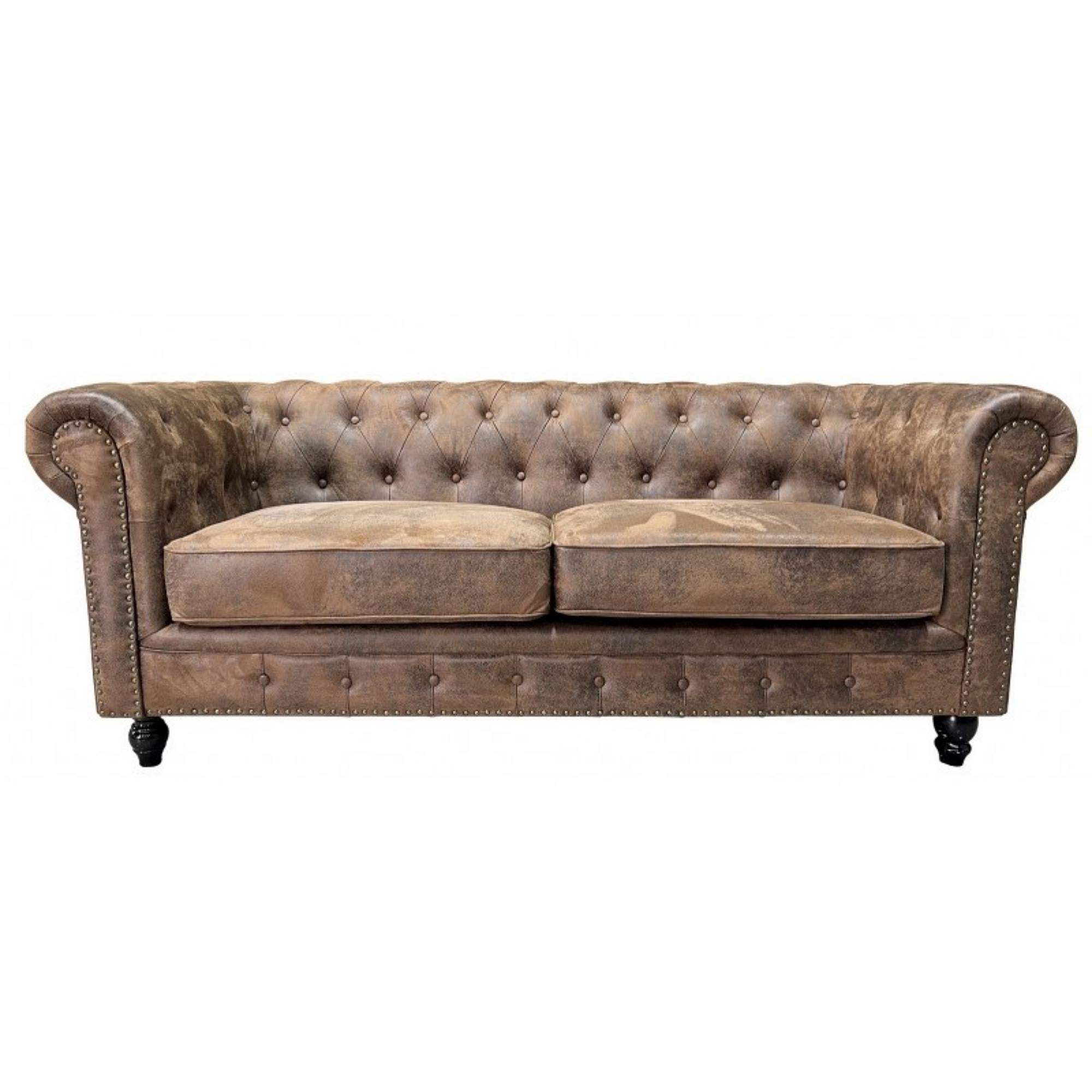 Modern New Chester Premium 3 Seater Sofa Vintage Faux Leather For Sale