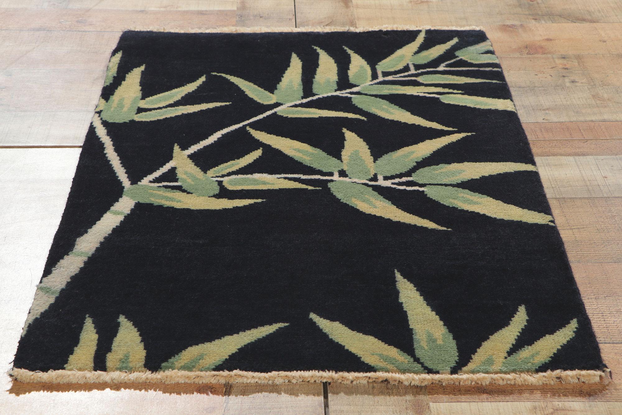 Indian New Chinese Art Deco Rug Set of 6 with Bamboo Pictorial For Sale