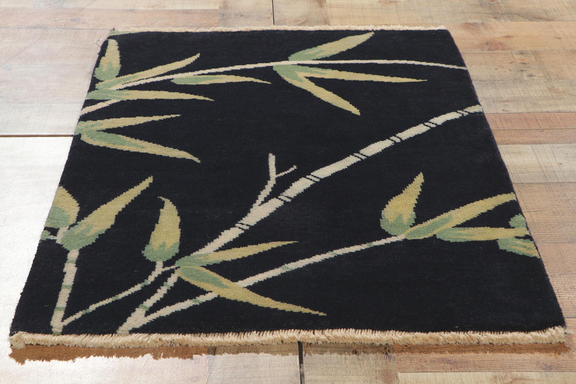 New Chinese Art Deco Rug Set of 6 with Bamboo Pictorial In New Condition For Sale In Dallas, TX