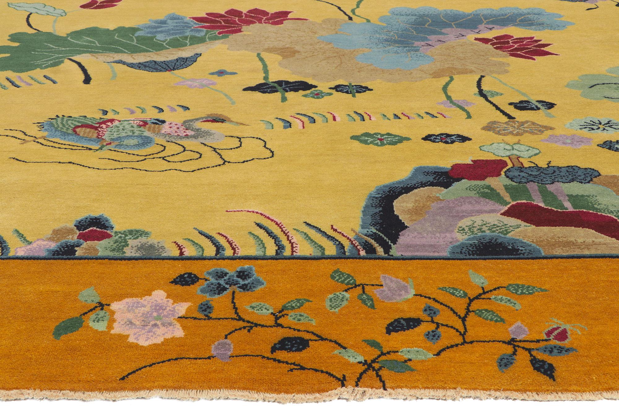 Indian New Chinese Art Deco Rug with Maximalist Style For Sale