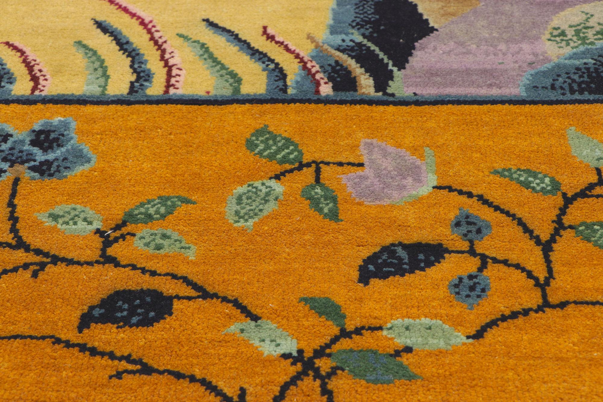 Chinesischer Art-Déco-Teppich im Maximalismus-Stil (Handgeknüpft) im Angebot