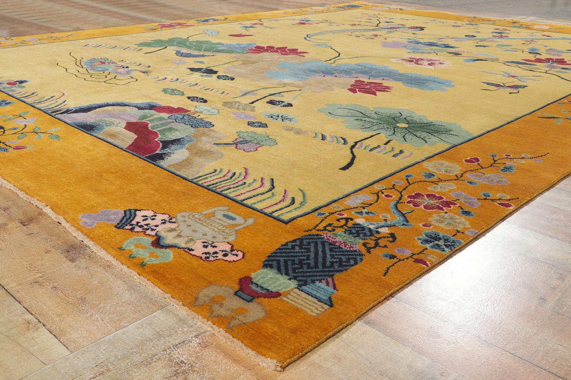 Contemporary New Chinese Art Deco Rug with Maximalist Style For Sale