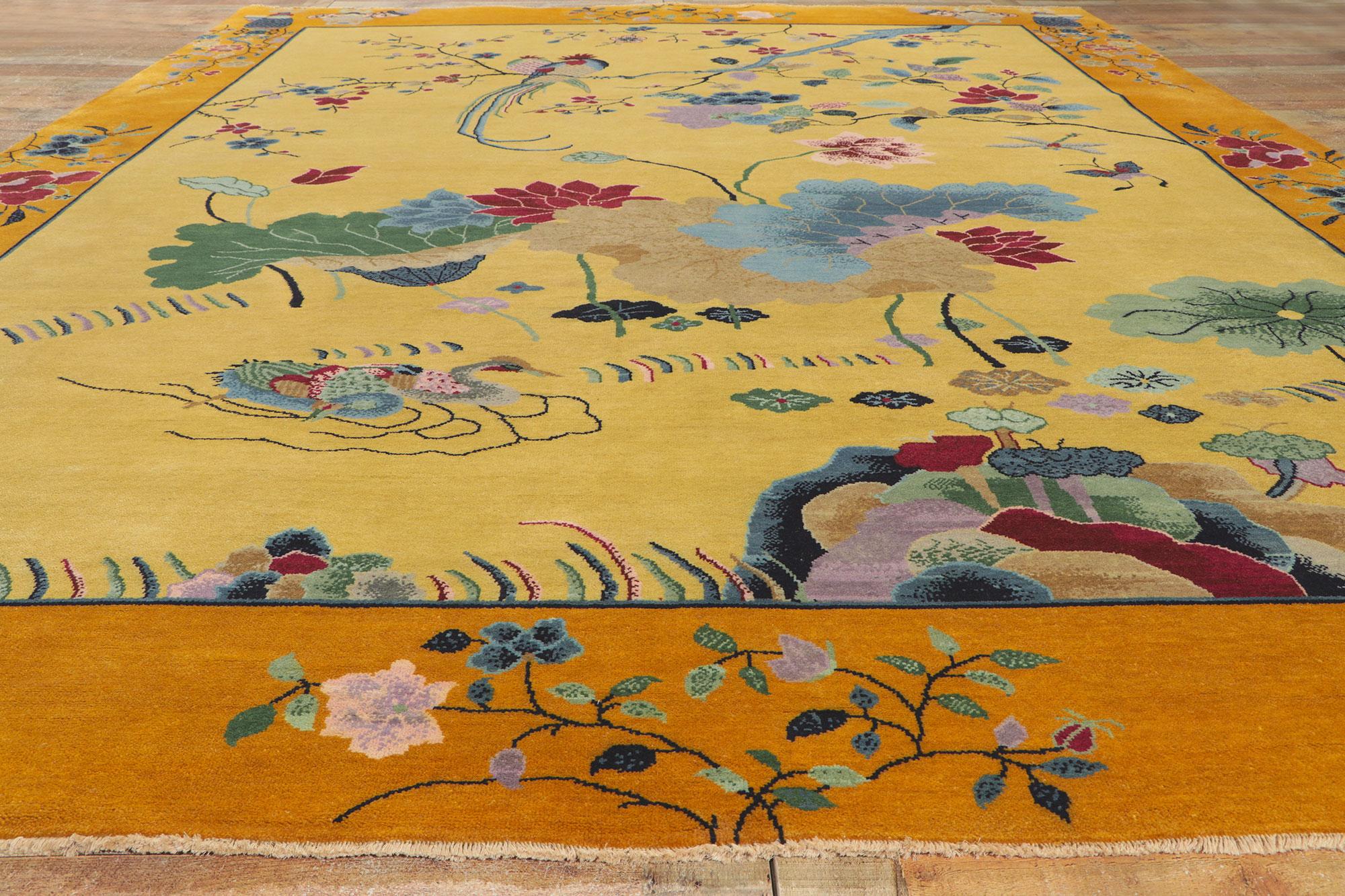 Chinesischer Art-Déco-Teppich im Maximalismus-Stil (Wolle) im Angebot