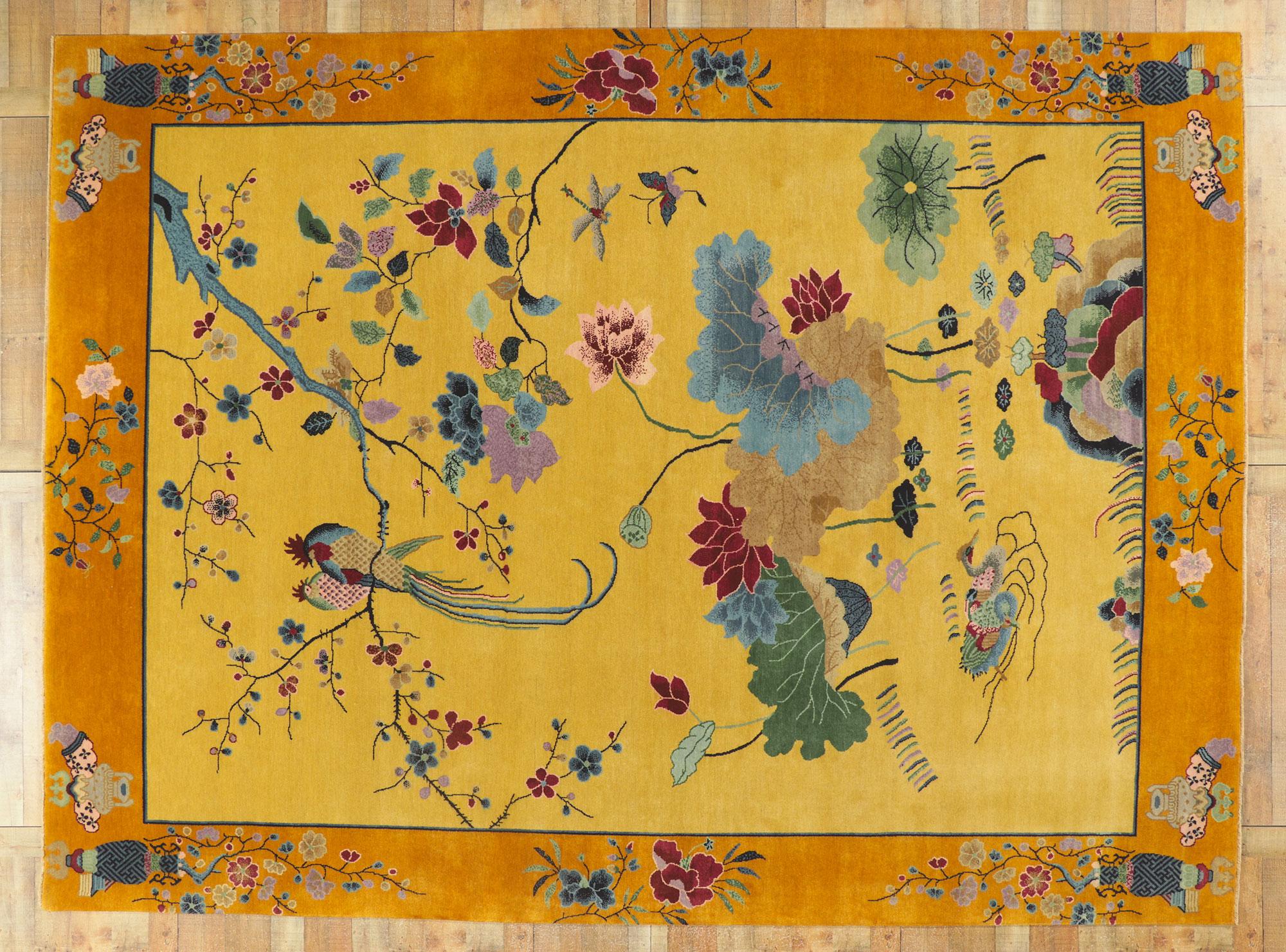 New Chinese Art Deco Rug with Maximalist Style For Sale 1
