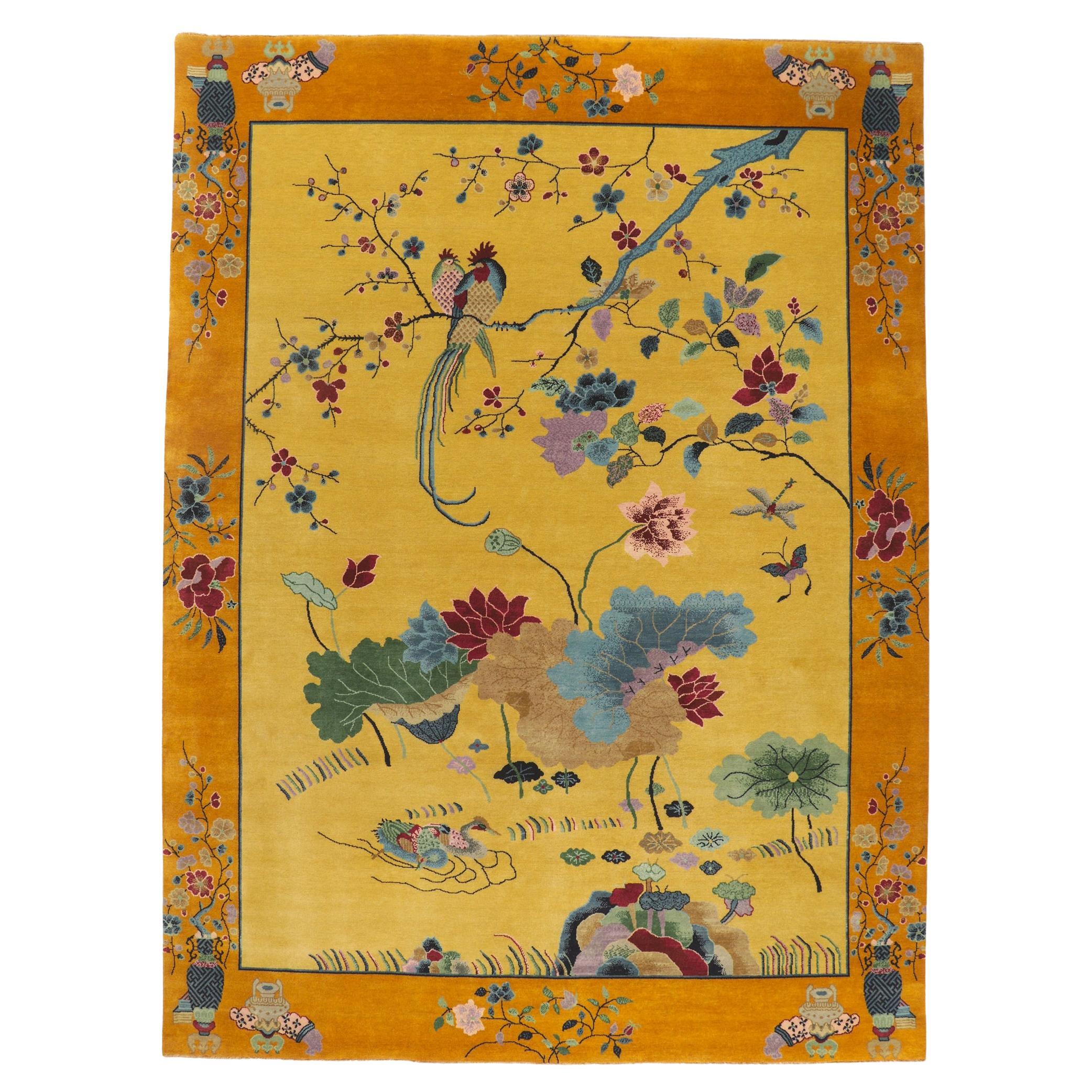 New Chinese Art Deco Rug with Maximalist Style
