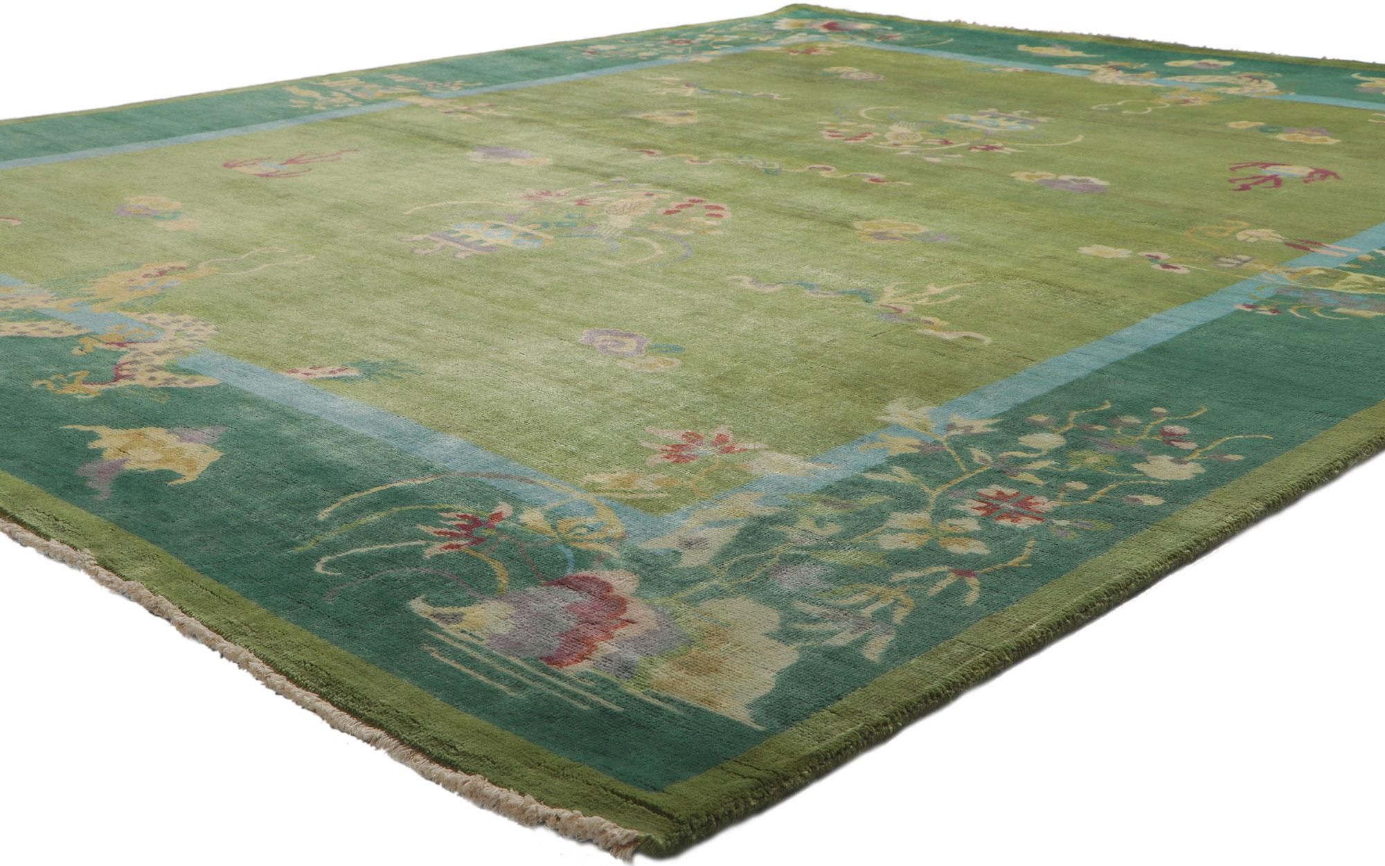 30818 New Chinese Art Deco Style Dragon Pictorial Rug 07'08 x 09'06.
This hand-knotted wool contemporary Chinese Art Deco style rug features a variety of pictorial images overlaid upon an abrashed color-blocked field and border scheme. An array of