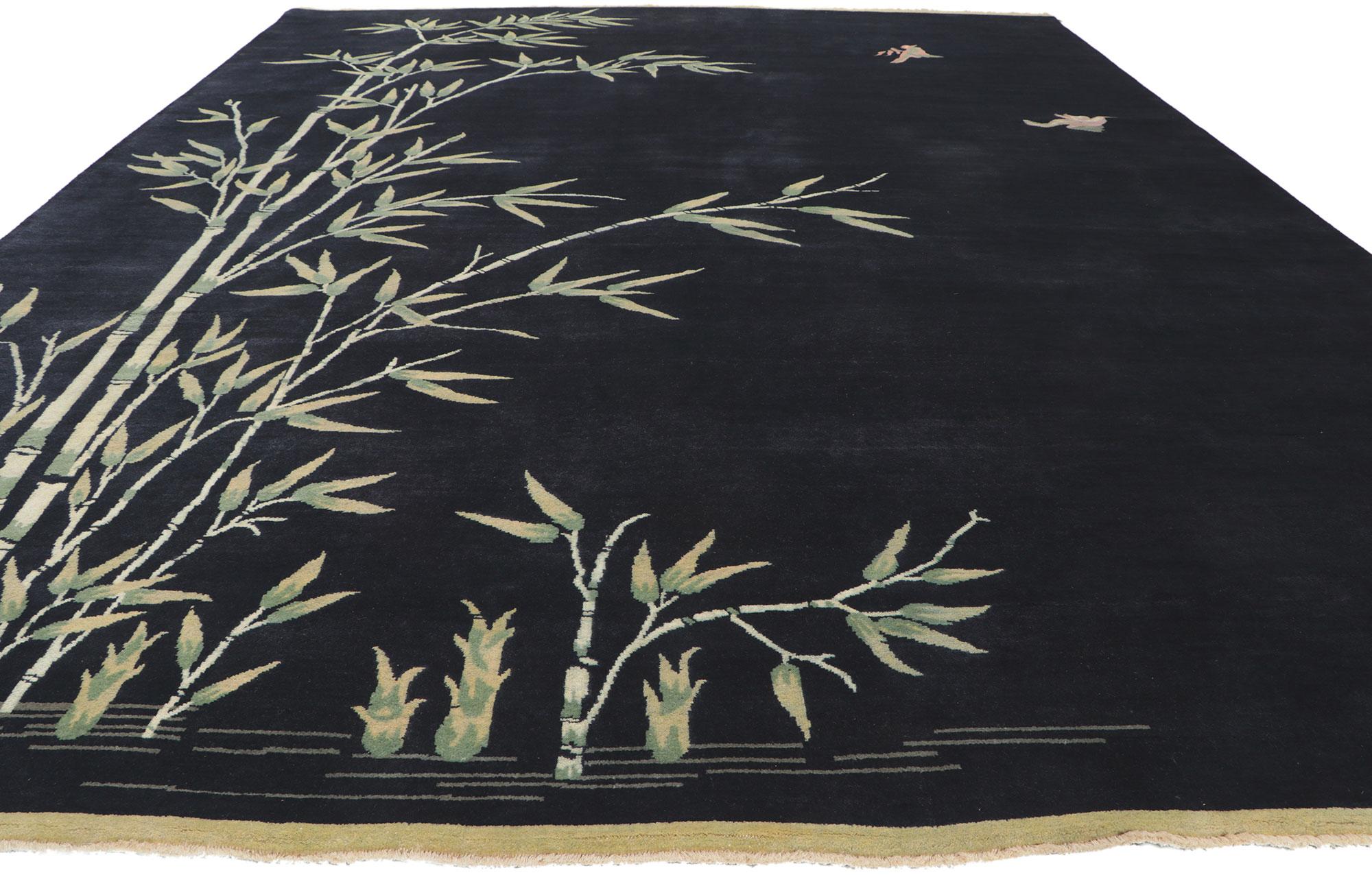 Chippendale chinois Nouveau tapis chinois de style Art Déco avec photo de paysage en bambou en vente