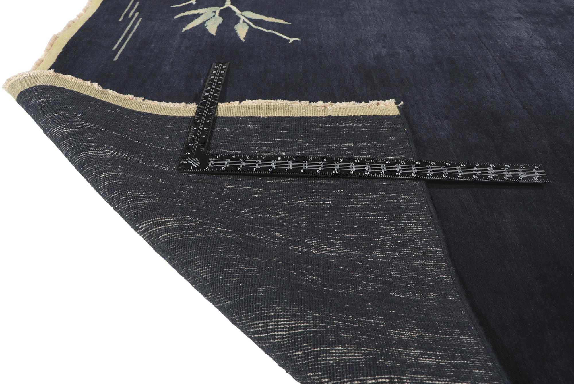 Nueva Alfombra Pictórica China Contemporánea Art Decó Bambú Negro, 09'09 x 13'01 Anudado a mano en venta