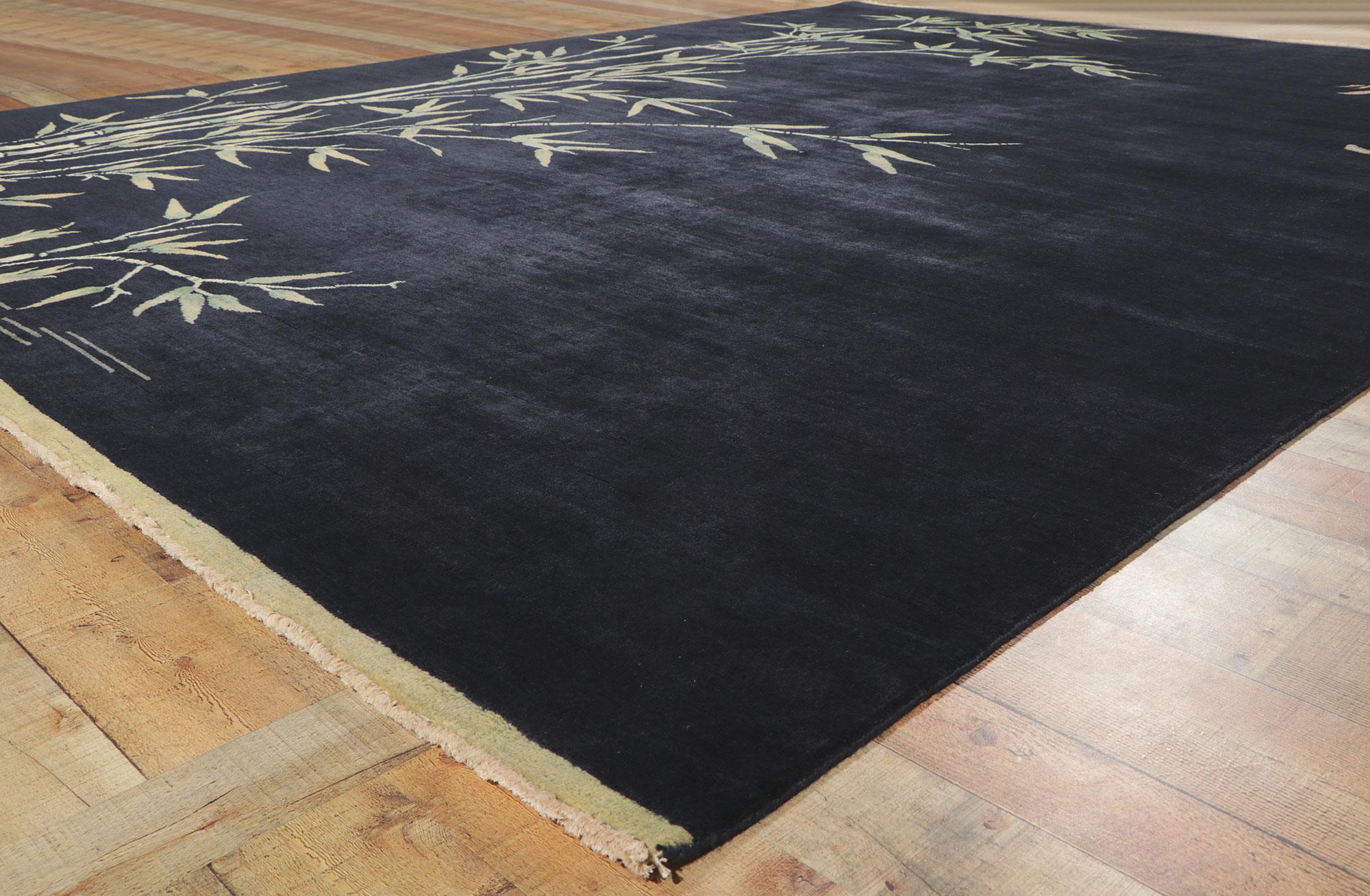 Nueva Alfombra Pictórica China Contemporánea Art Decó Bambú Negro, 09'09 x 13'01 en Nuevo estado para la venta en Dallas, TX