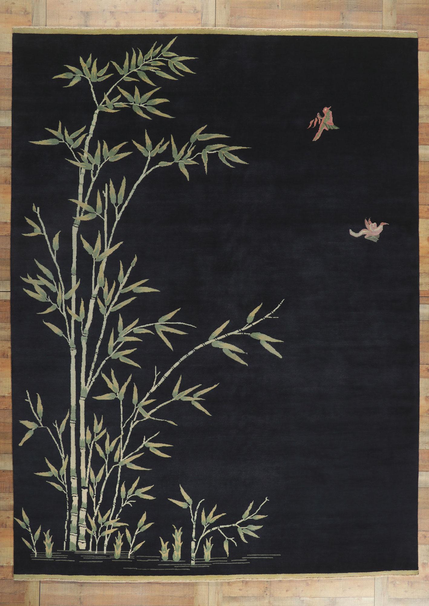 Contemporary New Chinese Art Deco Style Rug with Bamboo Landscape Pictorial For Sale