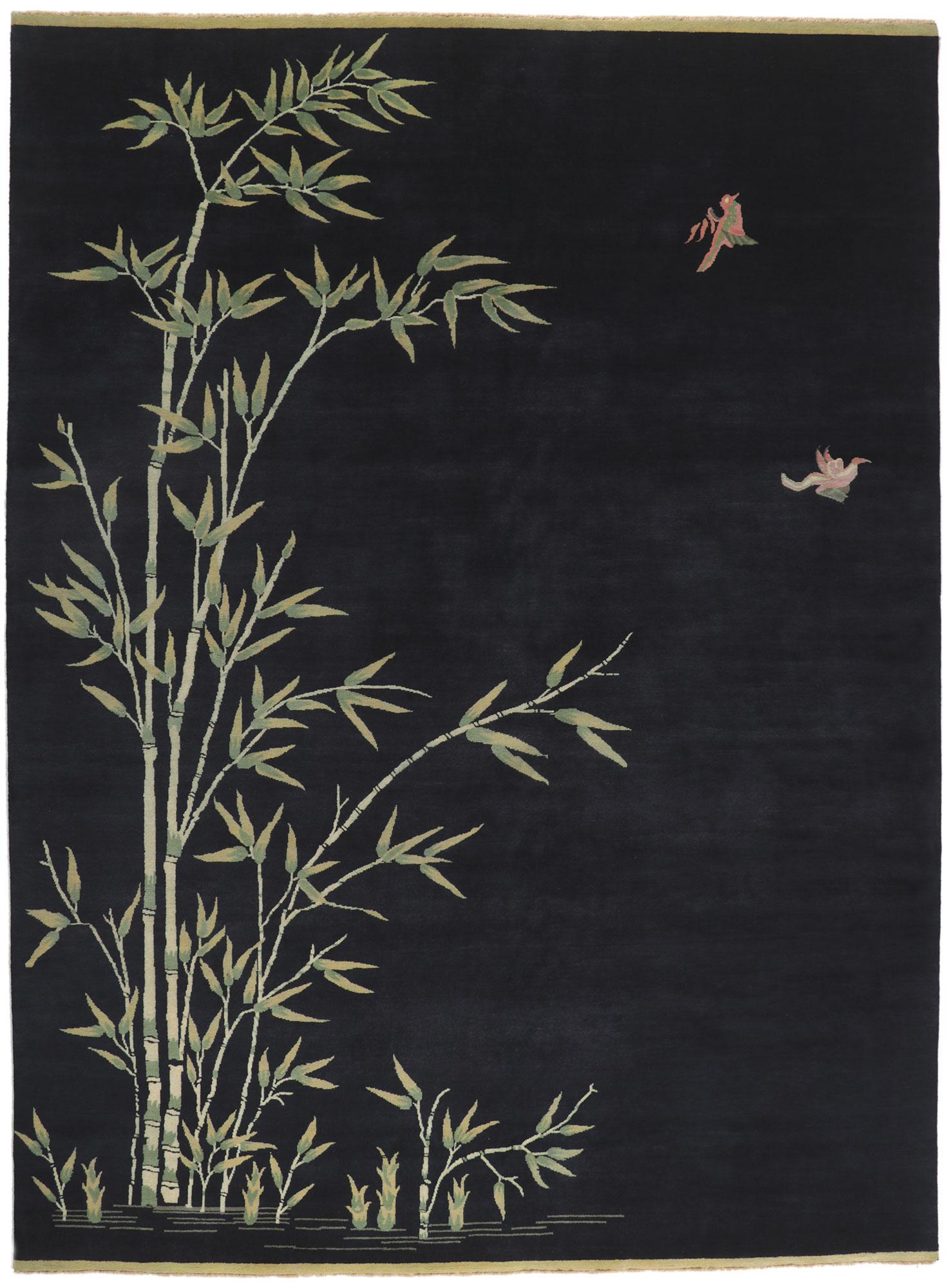 Wool New Chinese Art Deco Style Rug with Bamboo Landscape Pictorial For Sale