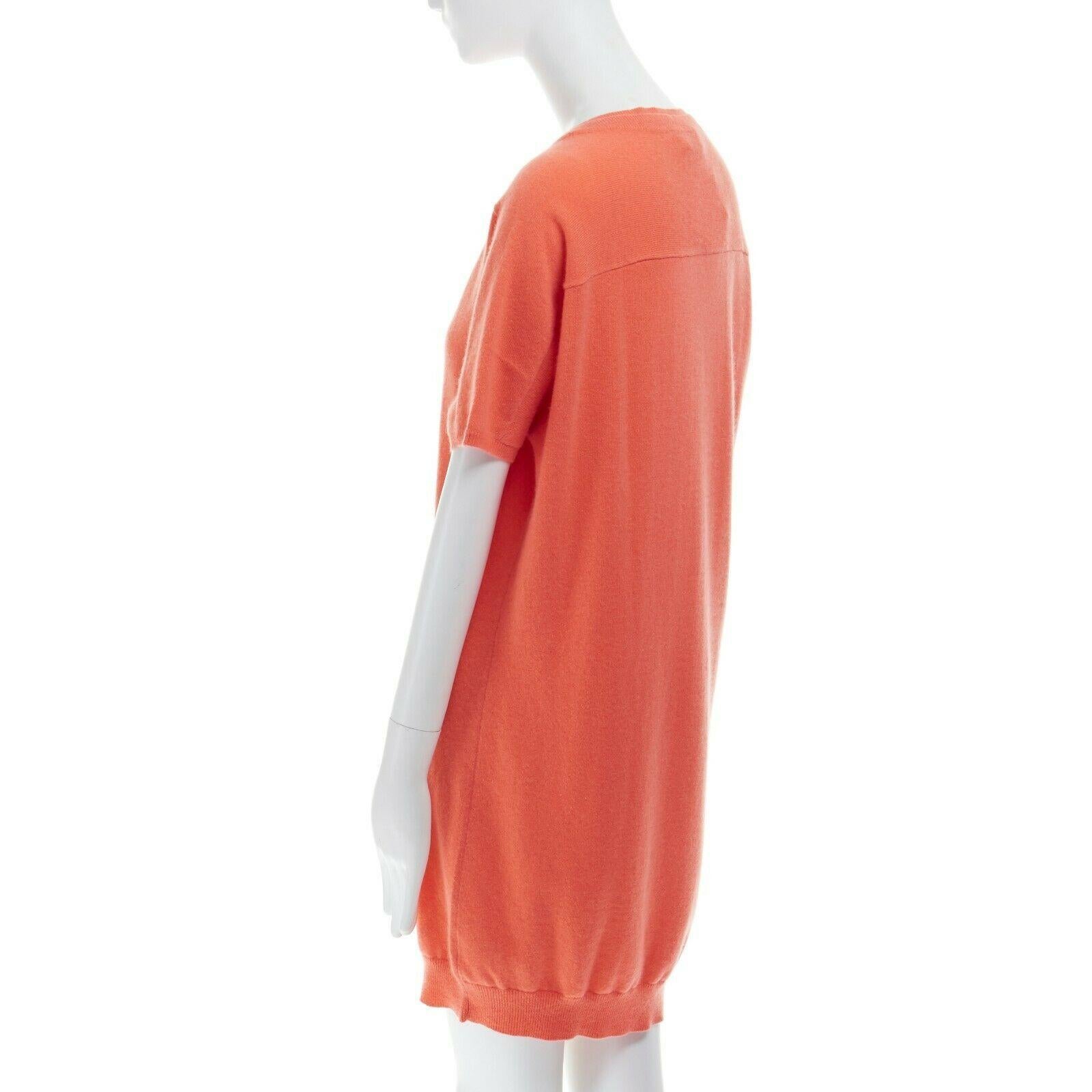 Orange new CHLOE 100% cashmere peach orange dual collar short sleeve knit dress S
