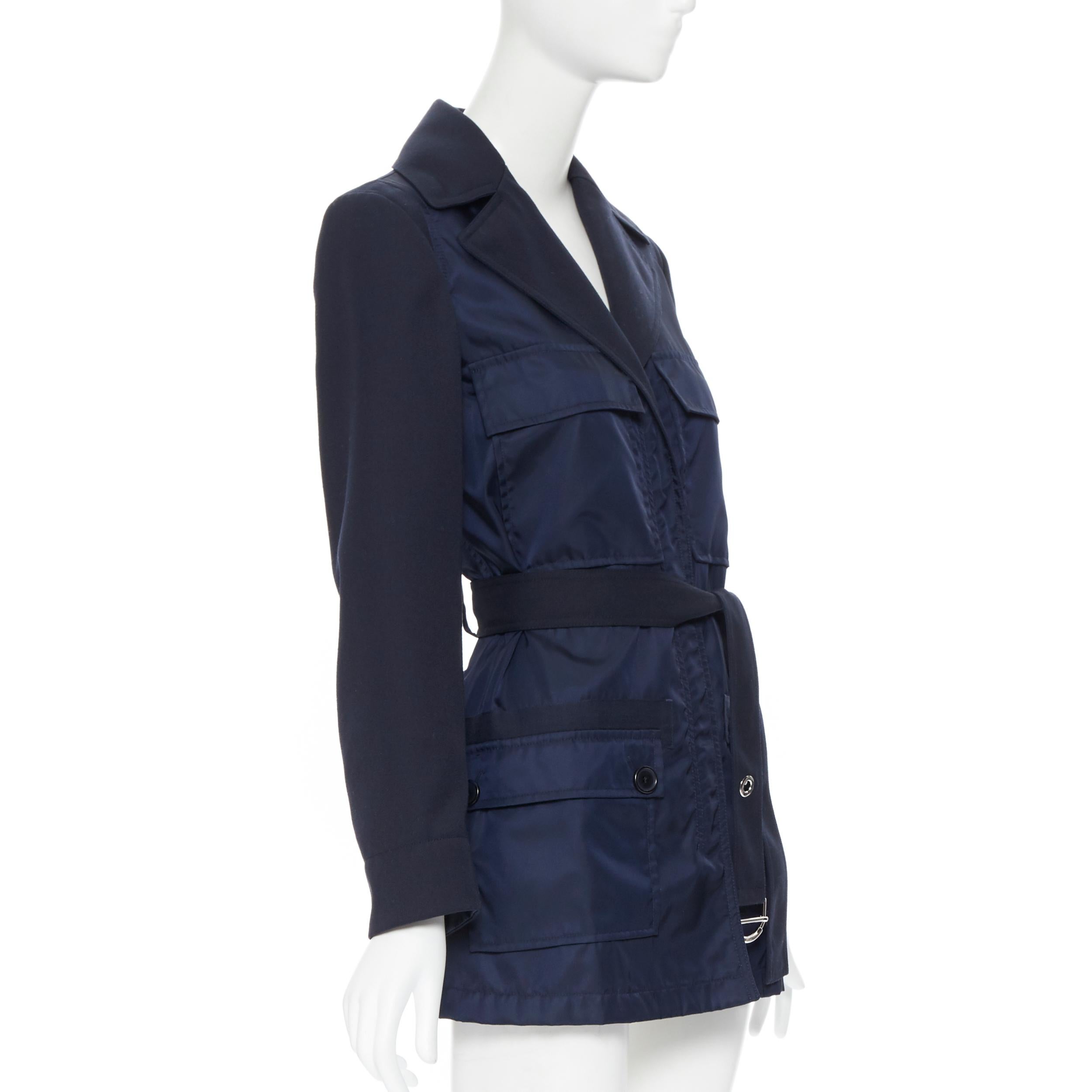 new CHLOE 2018 Iconic Navy contrast bodice safari pocket belted jacket FR34 XS In New Condition For Sale In Hong Kong, NT