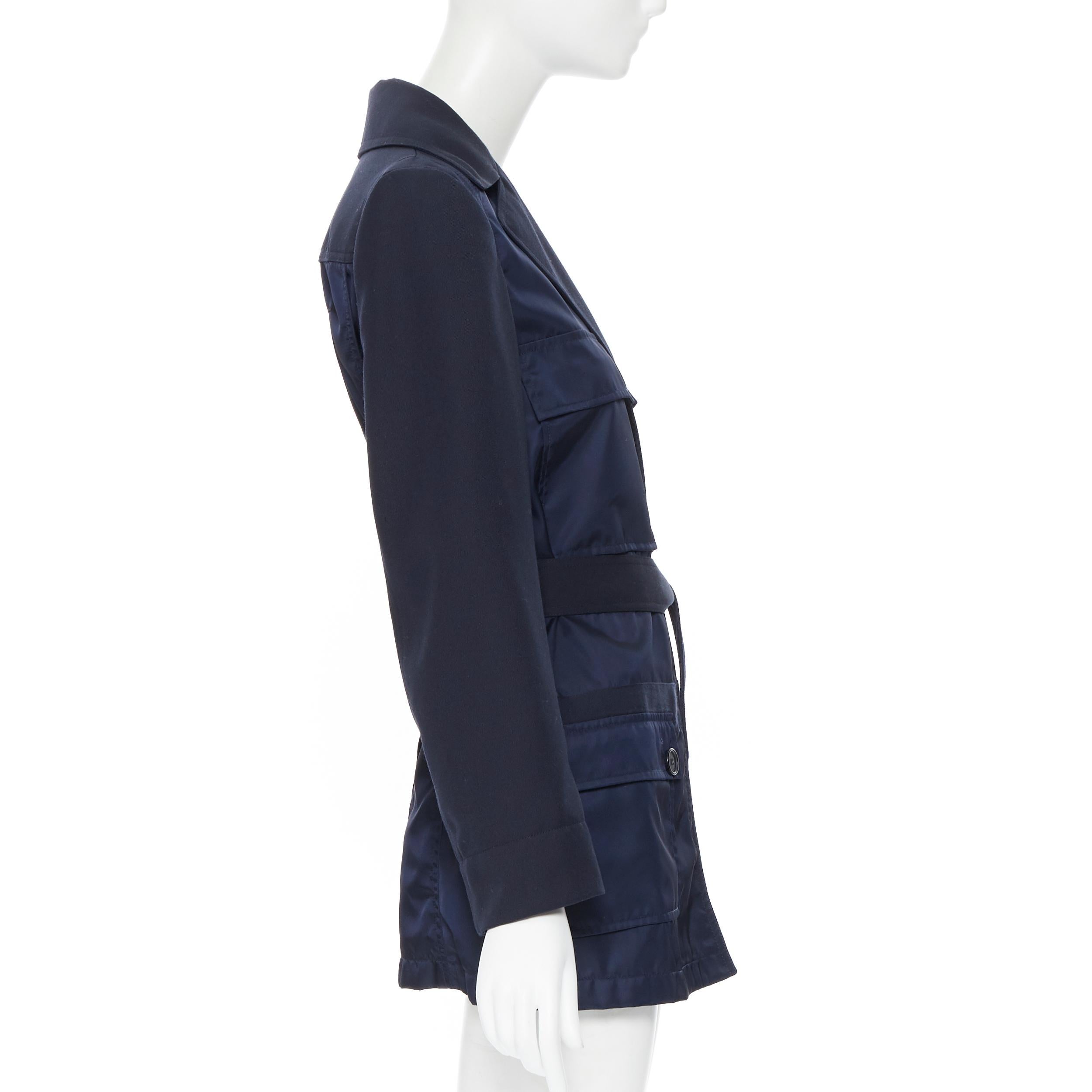 new CHLOE 2018 Iconic Navy contrast bodice safari pocket belted jacket FR34 XS In New Condition In Hong Kong, NT