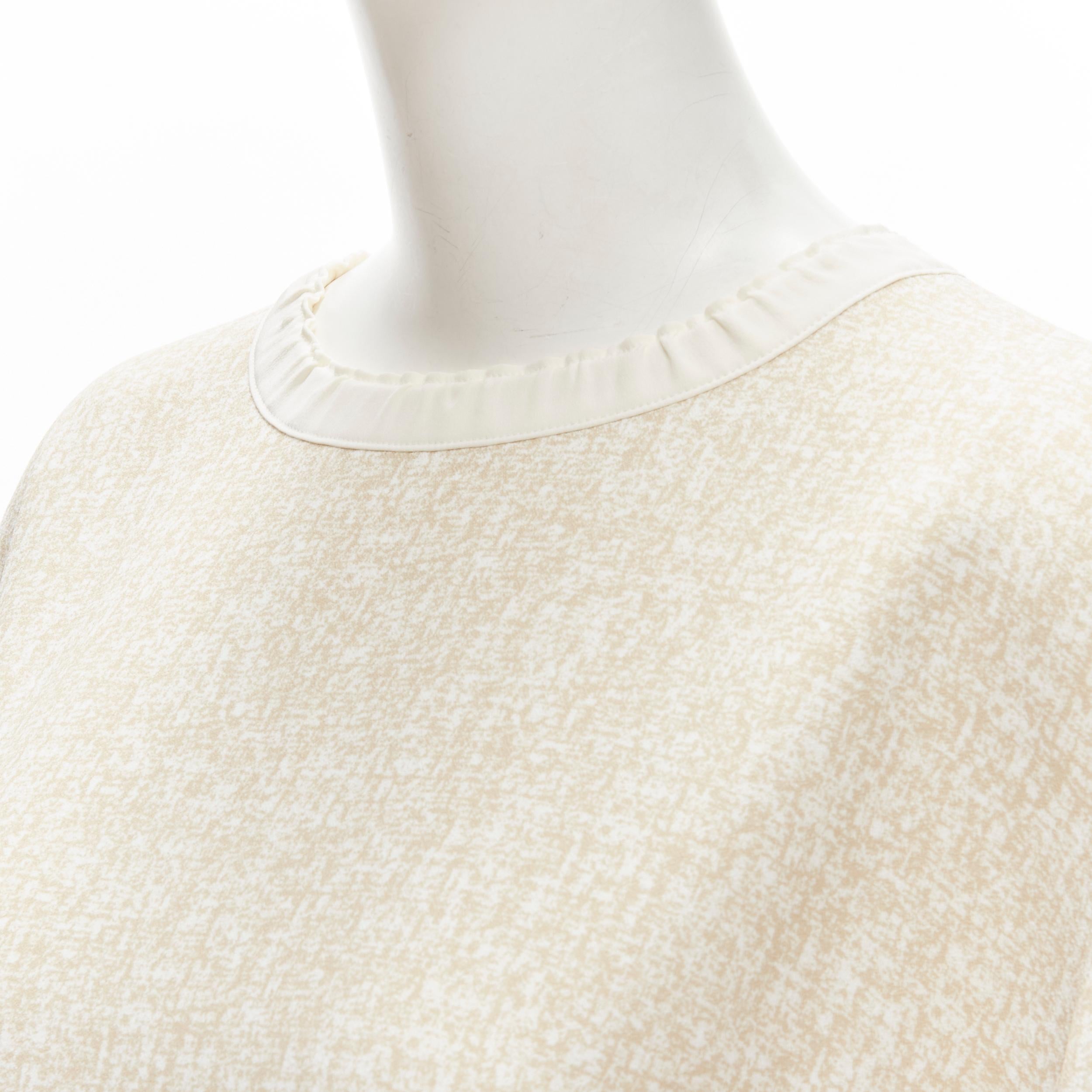 new CHLOE 2019 Sandy Khaki speckle bohemian crochet sleeves layered dress FR40 M For Sale 2