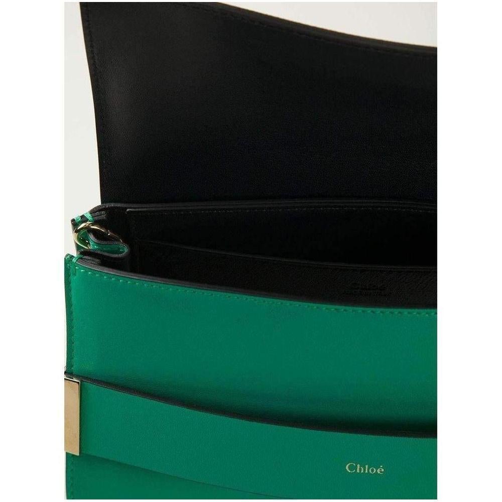 New Chloe Bag Soleil Green Leather Clutch In New Condition For Sale In Brossard, QC
