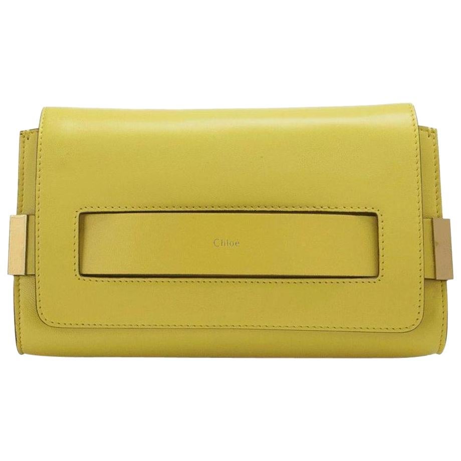 New Chloe Bag Soleil Yellow Leather Clutch For Sale