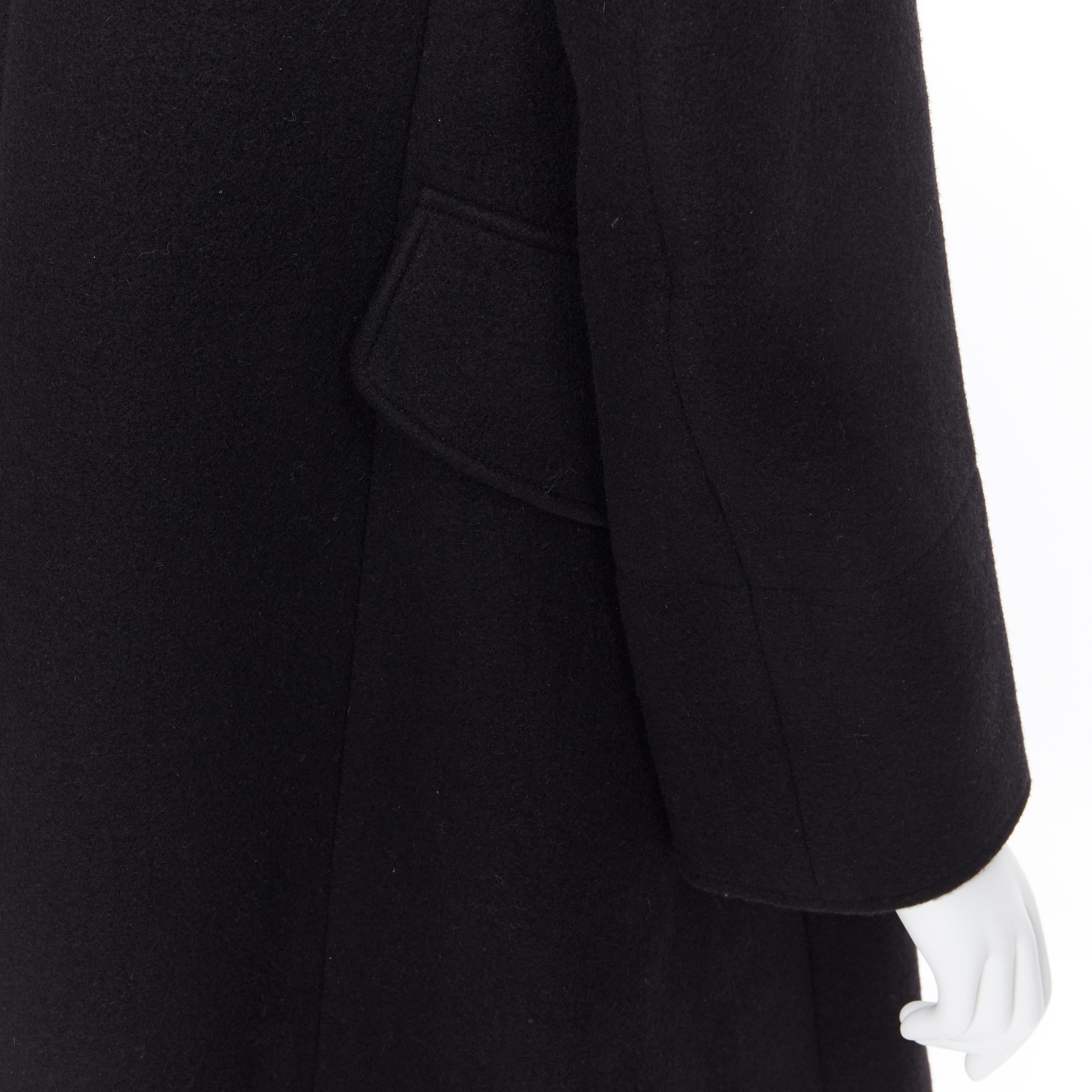 nuevo CHLOE negro lana virgen angora solapa ancha abrigo capullo oversize FR34 5