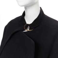 new CHLOE black virgin wool angora wide lapel oversized cocoon coat FR34