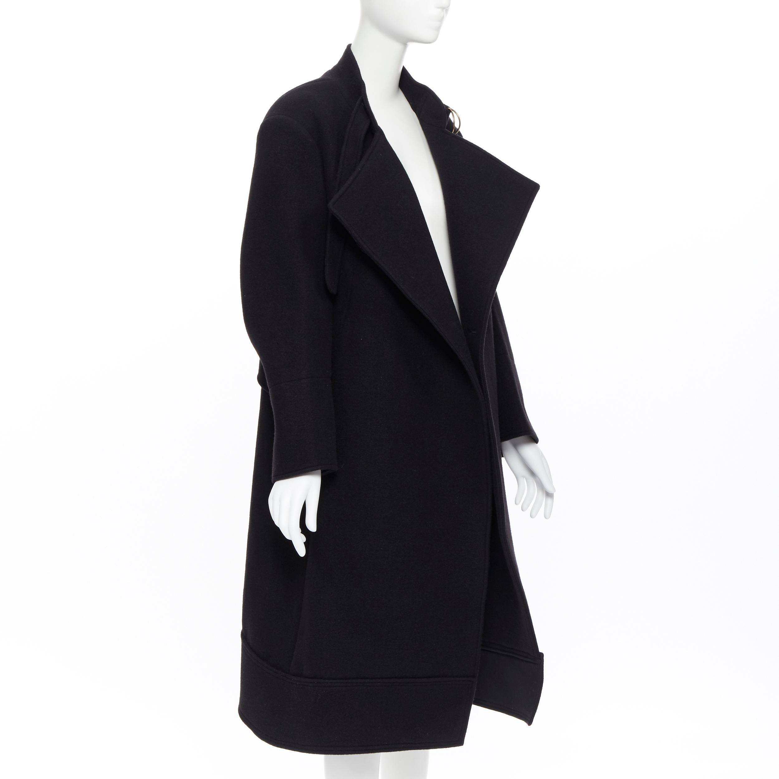 De las mujeres nuevo CHLOE negro lana virgen angora solapa ancha abrigo capullo oversize FR34