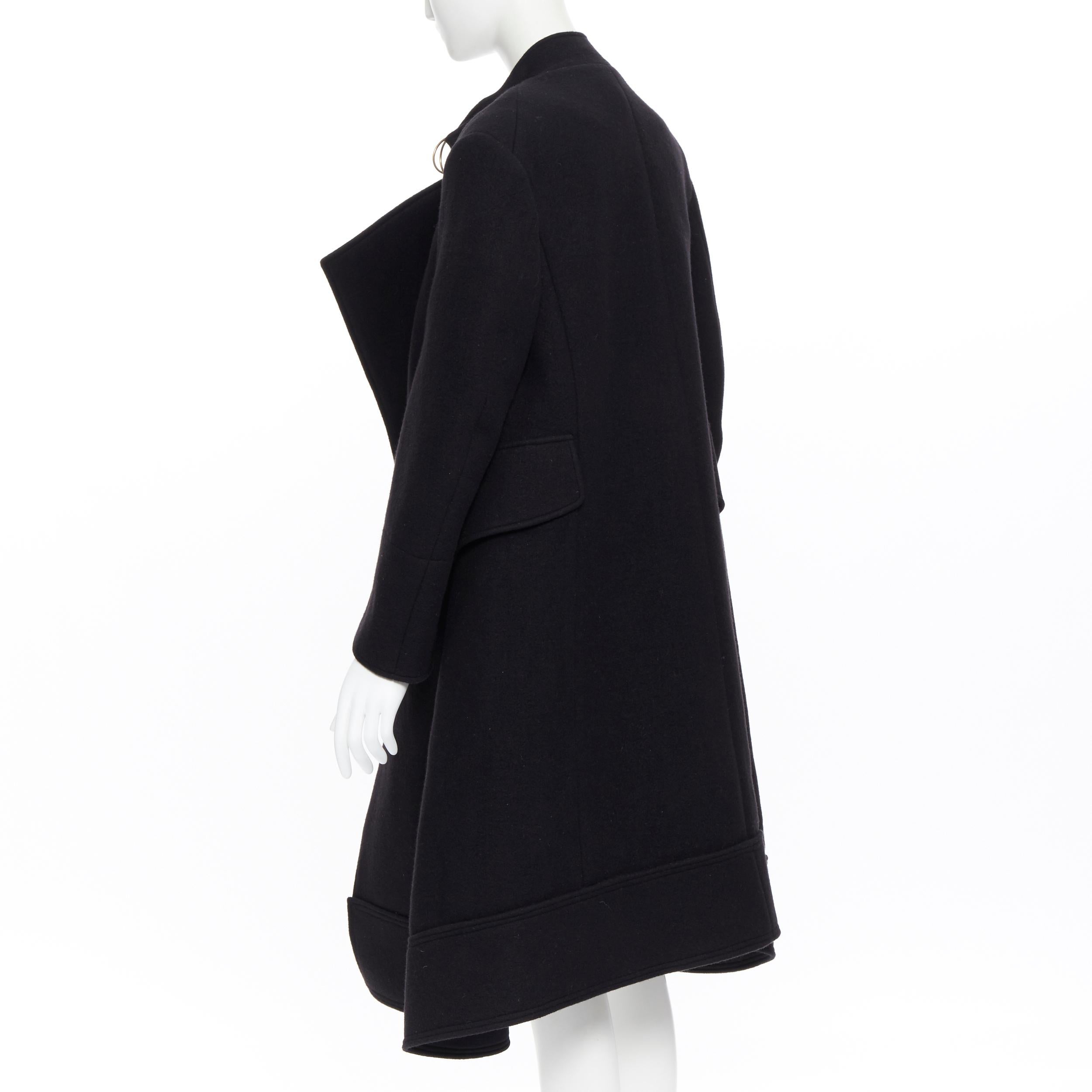 nuevo CHLOE negro lana virgen angora solapa ancha abrigo capullo oversize FR34 3