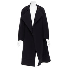 new CHLOE black virgin wool angora wide lapel oversized cocoon coat FR34
