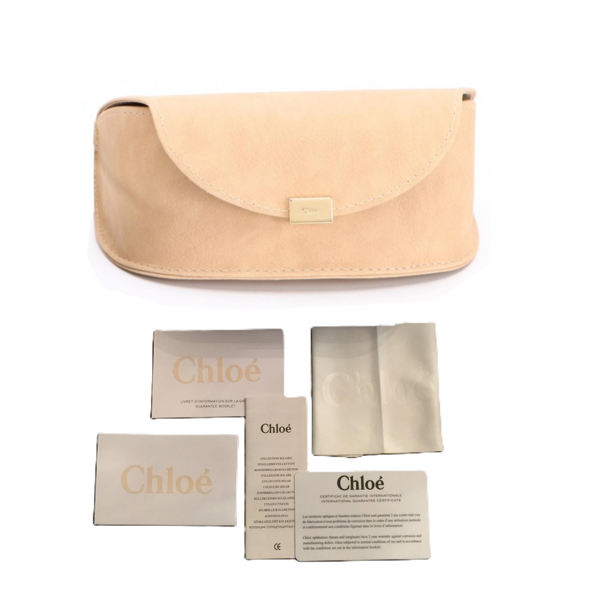 Nuovi occhiali da sole Chloe marrone scuro con custodia e cartellini in vendita 1