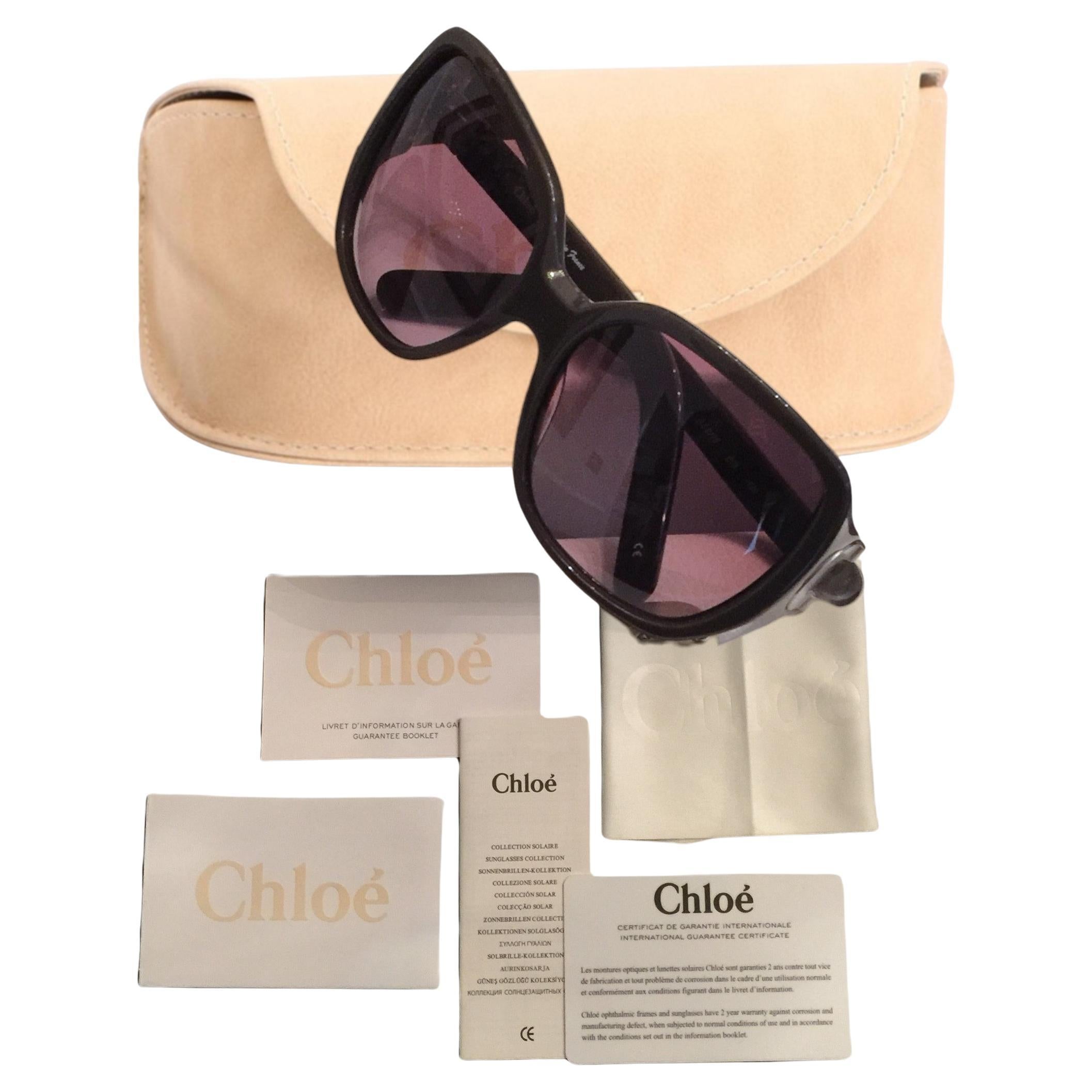 New Chloe Dark Brown Sunglasses With Case & Cards