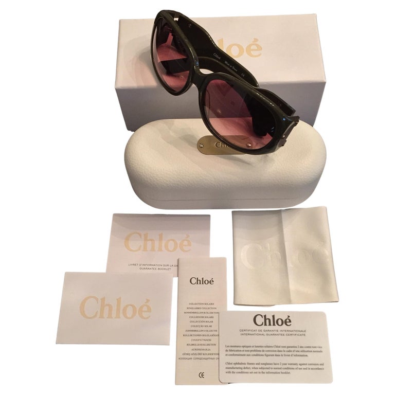 New Chloe Dark Olive Sunglasses With Case and Cards For Sale 