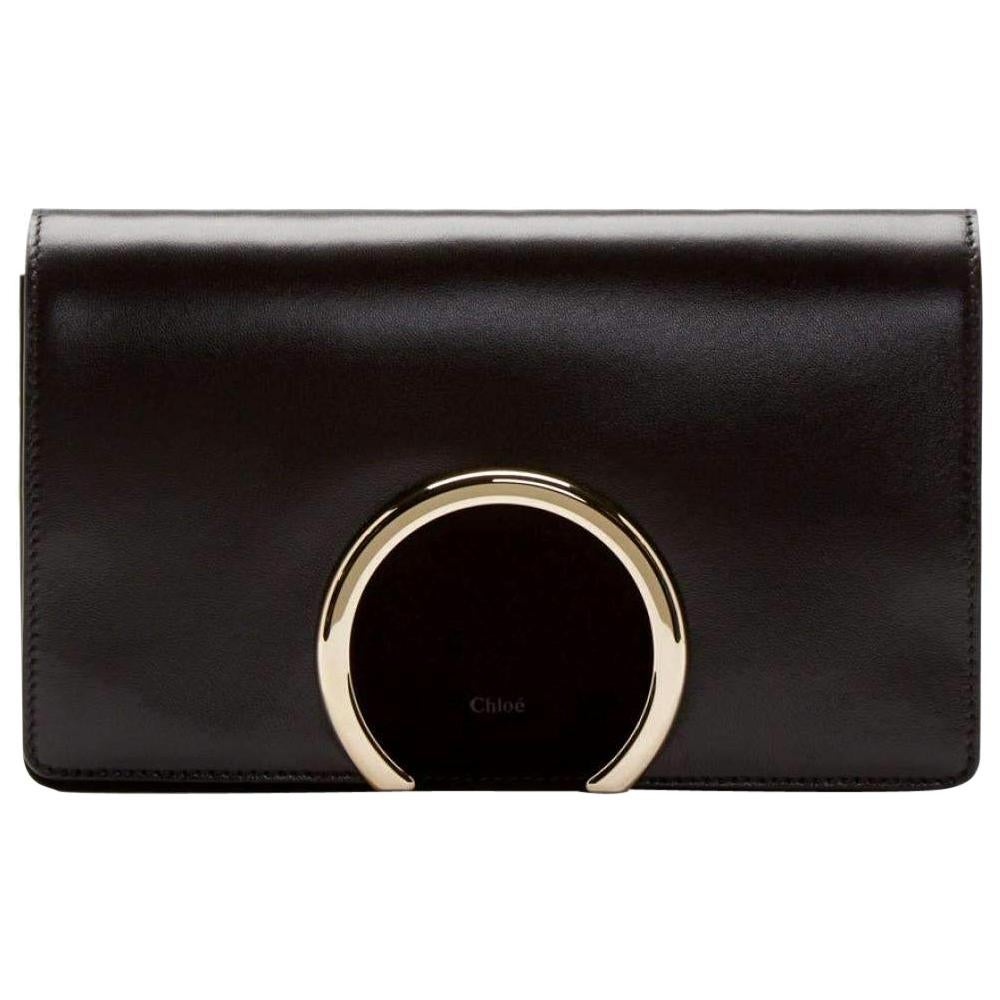 New Chloe Gabrielle Black Leather Clutch For Sale