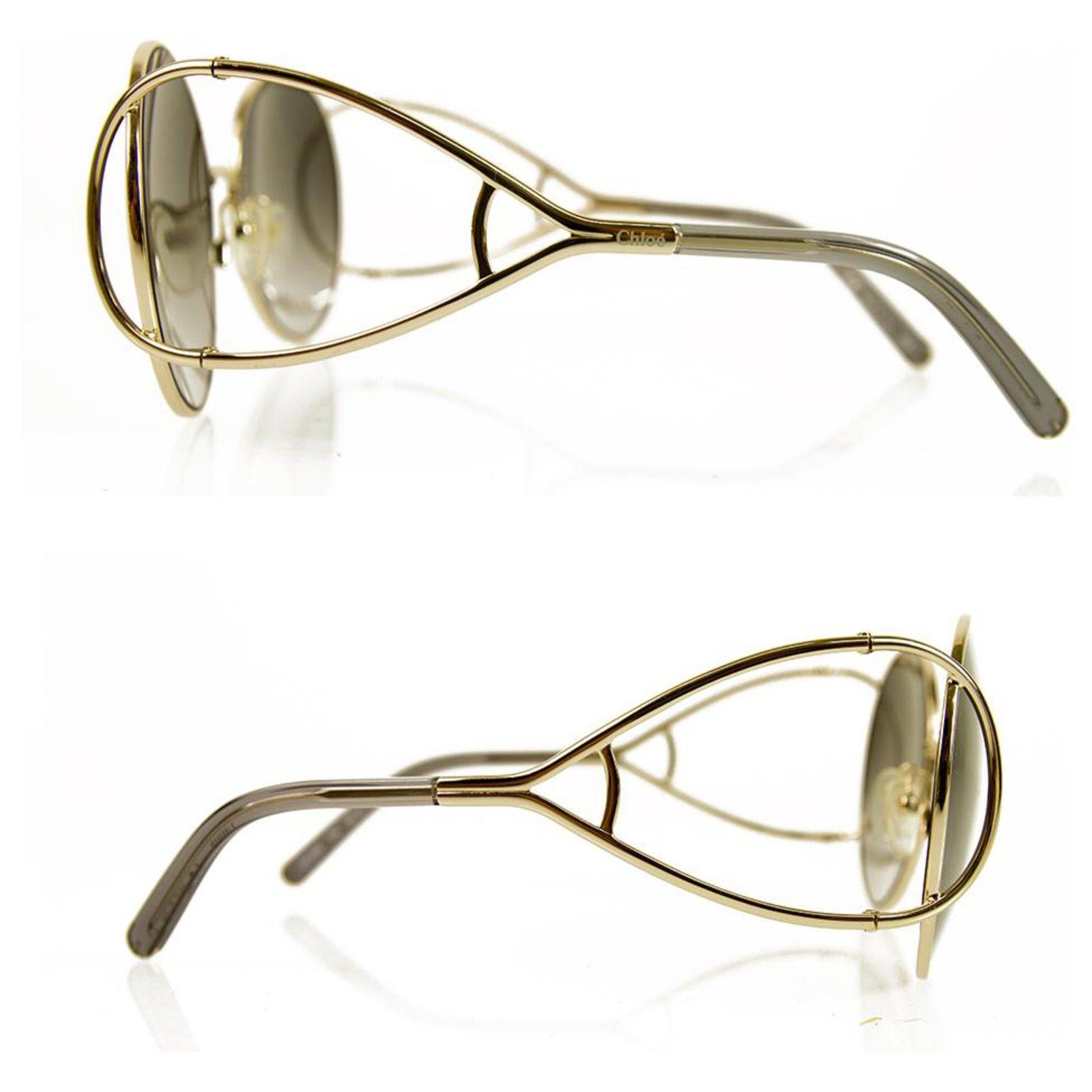 Oro Nuovi occhiali da sole Chloe in oro con custodia e scatola in vendita