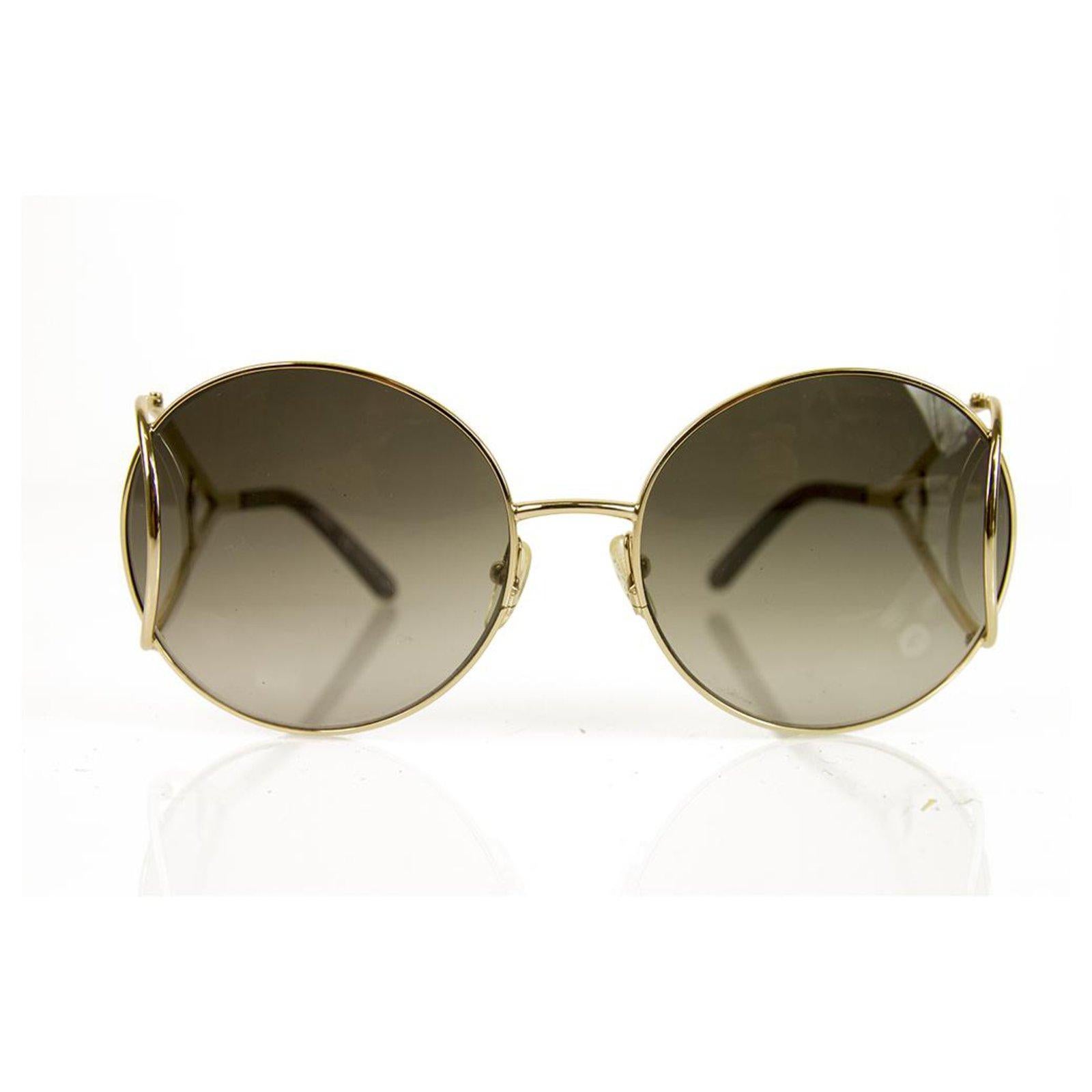 Donna Nuovi occhiali da sole Chloe in oro con custodia e scatola in vendita