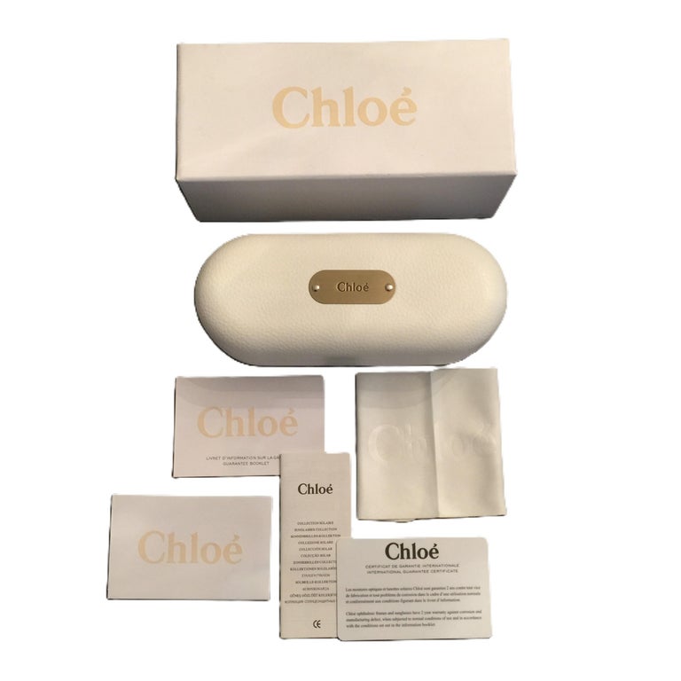 New Chloe Gold Sunglasses With Case and Box For Sale at 1stDibs display picture 3