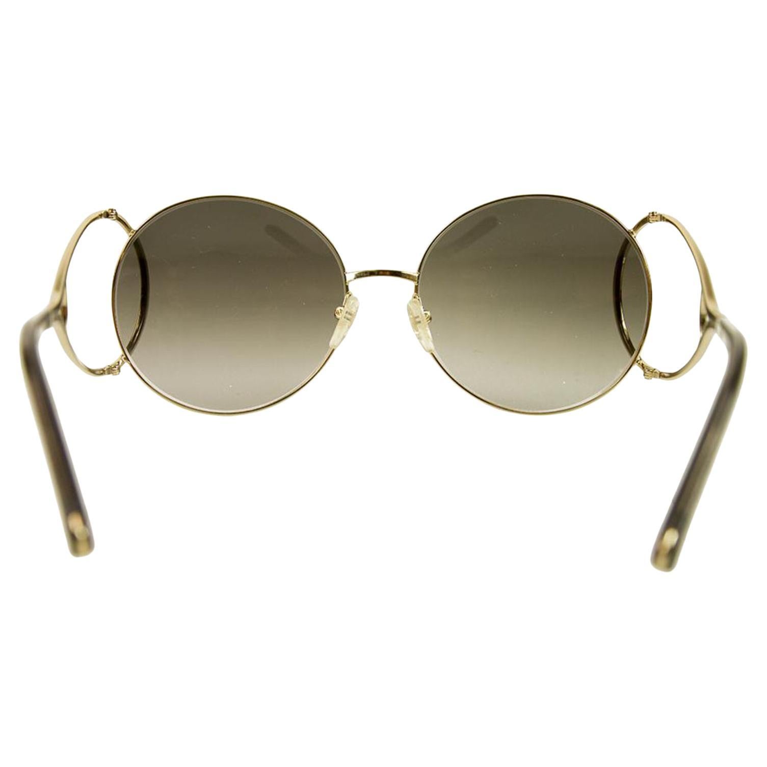 Nuevas gafas de sol Chloe doradas con estuche y caja