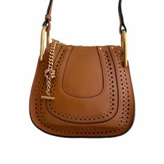 New Chloe Hayley Caramel Perforated Leather Cross Body Shoulder bag
