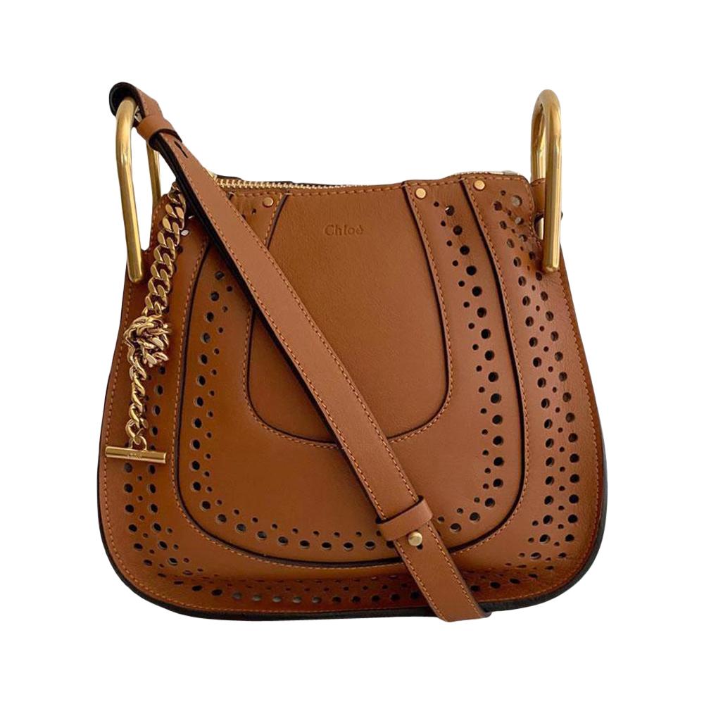 New Chloe Hayley Caramel Perforated Leather Cross Body Shoulder bag For Sale