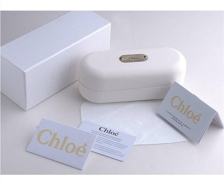 Nuevas Gafas de Sol Chloe Cuerno Tortuga Con Lucite Con Estuche y Caja en venta 5