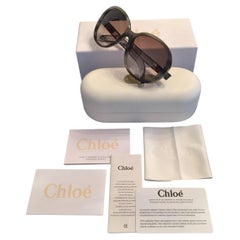 New Chloe Horn Tortoise Sunglasses With Lucite With Case & Box